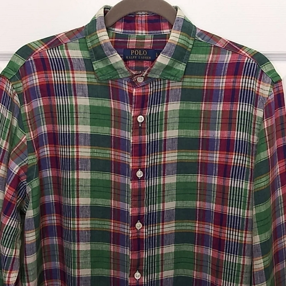 Polo Ralph Lauren Linen Plaid Long Sleeve‎ Shirt